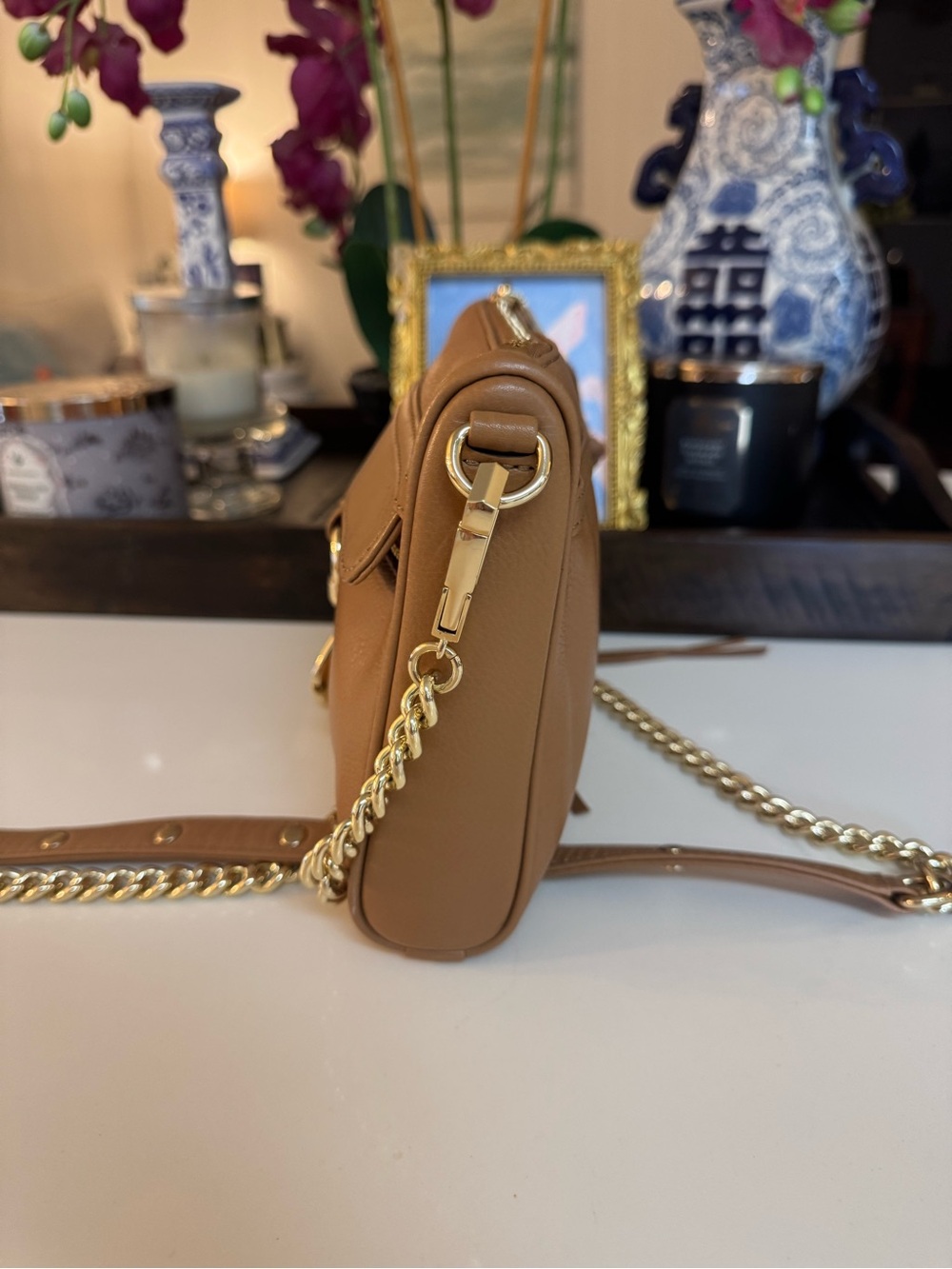 🤎 NWOT REBECCA MINKOFF TAN MINI M.A.C LEATHER CROSSBODY BAG! - Picture 7 of 13